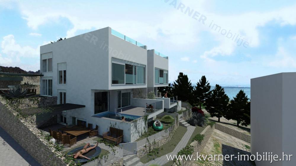 LUXURIOUS NEW BUILDING IN NJIVICE!! Two-storey apartment with swimming pool, sunbathing area, beautiful sea view and two parking places!!