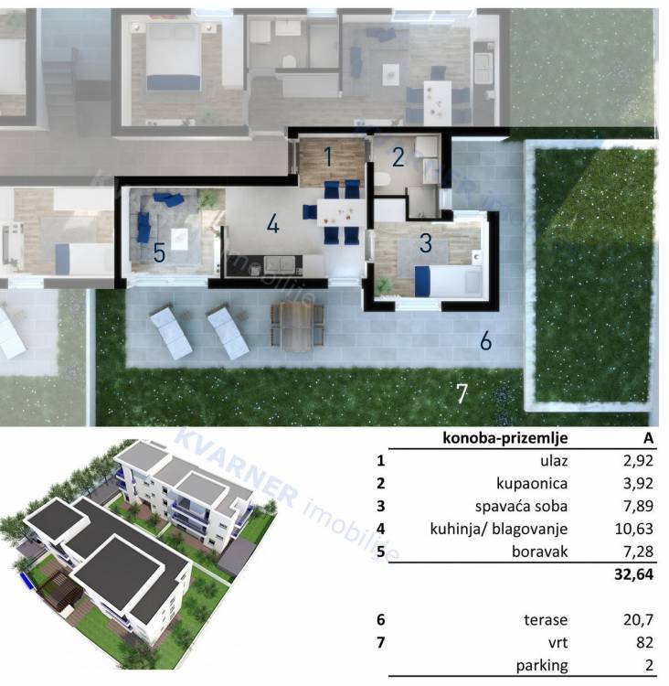 KRK - apartment 1st floor and ground floor with garden, 119m2 | Kvarner imobilije
