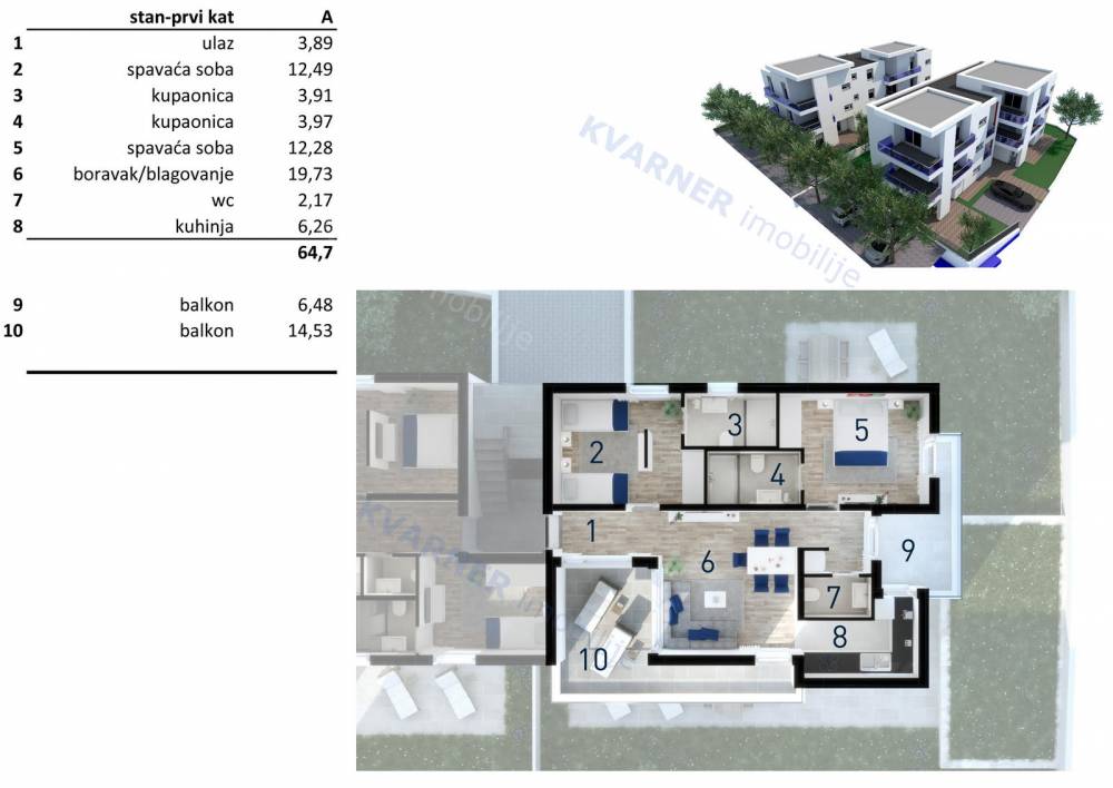 KRK – 119m2 apartman 1.kat i prizemlje s okućnicom | Kvarner imobilije