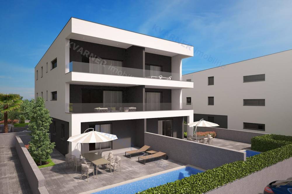 Malinska-luxury apartment with garden, 1st row to the sea | Kvarner imobilije