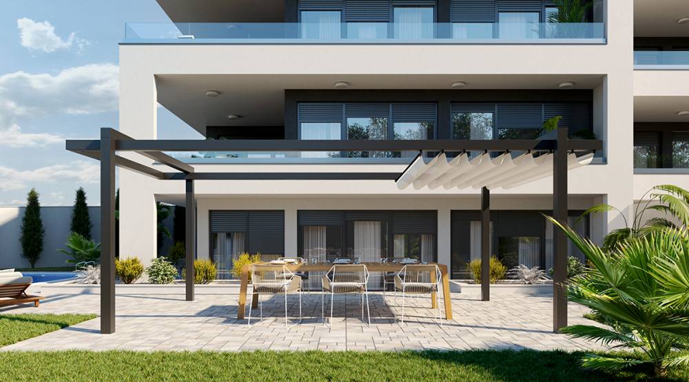 Luxus-Wohnung in Malinska mit großem Garten und Pool, 150 m vom Strand entfernt! | Kvarner imobilije