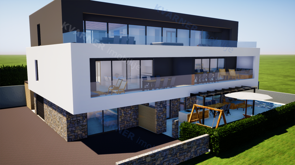 Neue Wohnung mit Garten und Pool in einem neuen Gebäude in Malinska!
