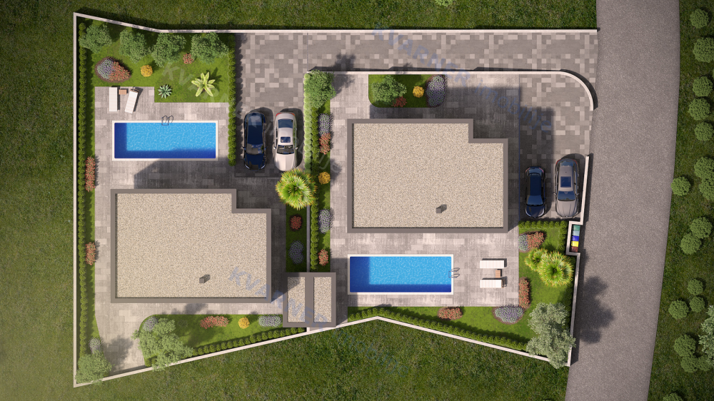 Okolica Malinske - Moderna kuća s bazenom i pogledom na more, novogradnja!! 