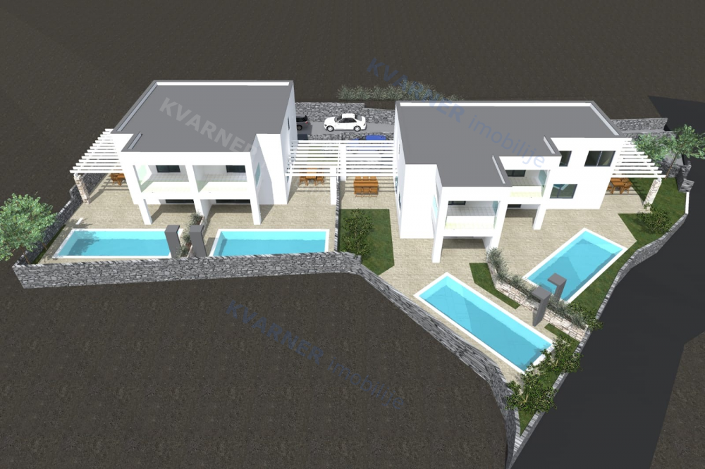 Otok Krk - dve luksuzno opremljeni hiši z bazeni in pogledom na morje!
