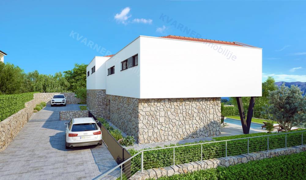 Krk - semi-detached luxury house with pool and beautiful sea view