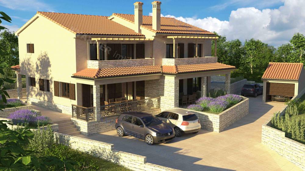 PRILIKA – dvojna kuća s bazenom i garažom s prekrasnim pogledom na more!