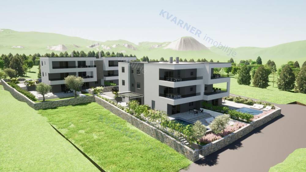 New Building in Malinska - 2nd Floor Apartment, with Pool and Studio on the Ground Floor