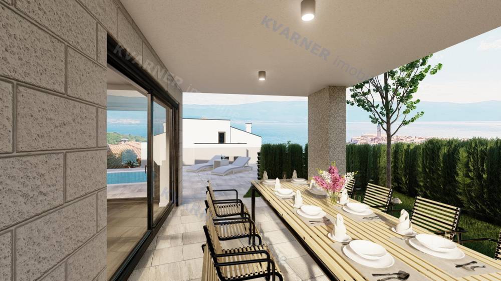 Vrbnik! Semi-Detached House with Pool and Sea View!