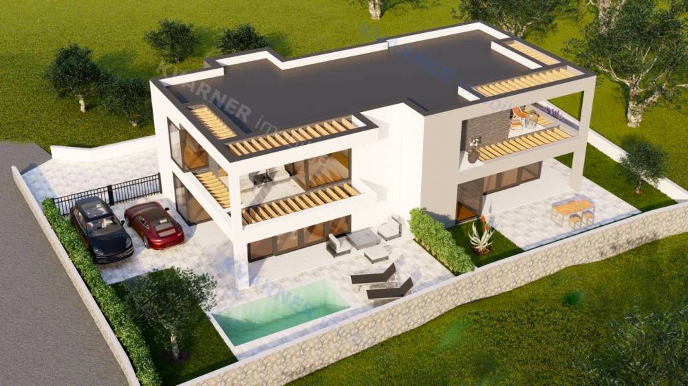 Malinska - new semi-detached house with a pool!