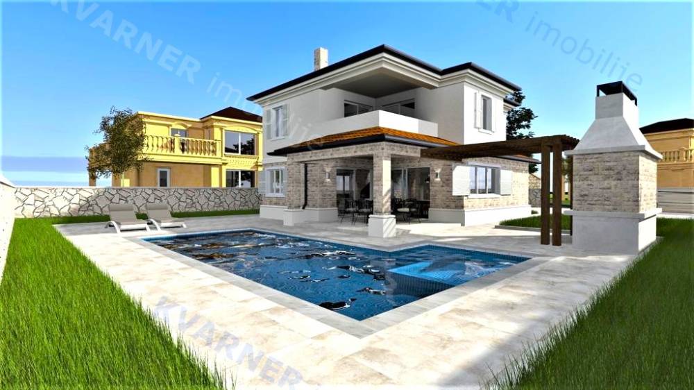 Nova samostojeća kuća s bazenom, okolica Vrbnika-prodaja!