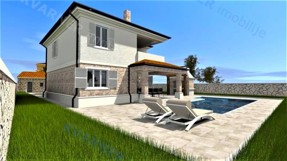 Neues Einfamilienhaus mit Pool, Umgebung von Vrbnik - zu verkaufen!