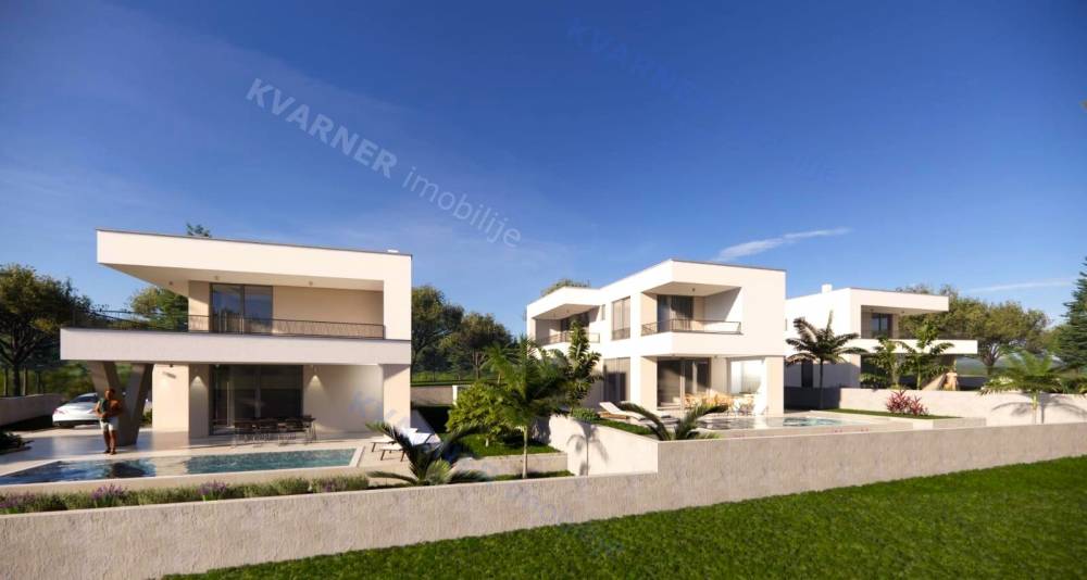 Krk area - new furnished villa with pool and sea view!
