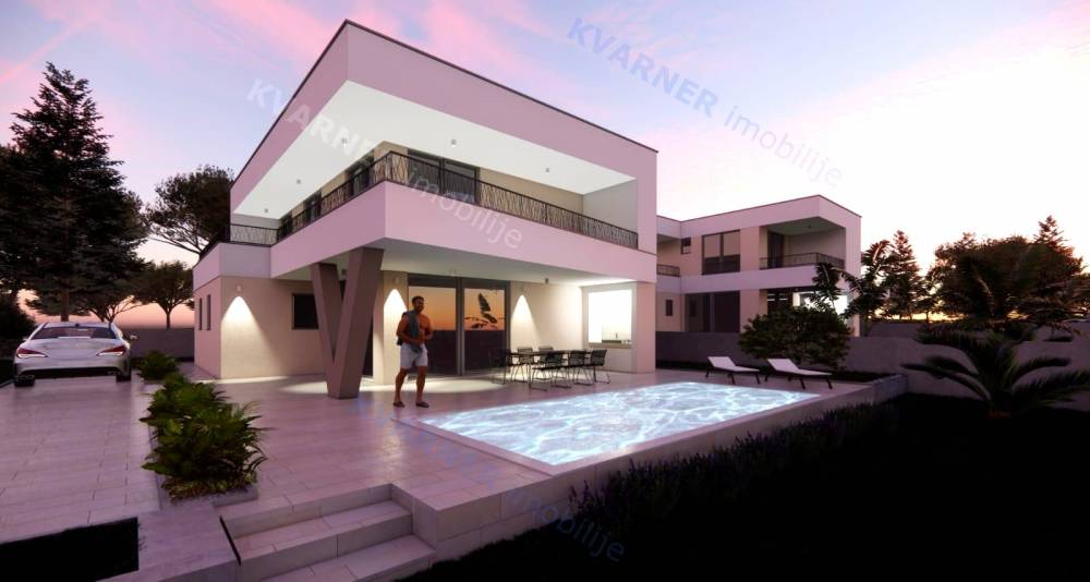 Krk area - new furnished villa with pool and sea view!