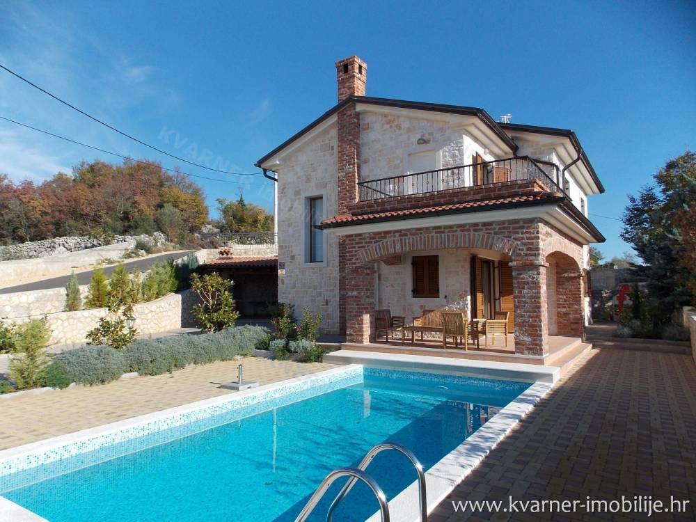 EXCLUSIVE!! Town Krk countryside, Šotovento area / New furnished House with swimming pool and open sea view!!