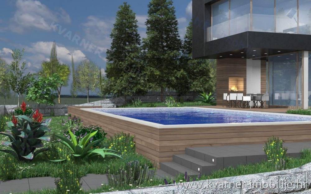 Umgbung von Stadt Krk, Gebiet Šotovento / Neue exklusive Villa / Eines modernen Projekt mit Pool und Panoramablick auf das Meer vom Erdgeschoss!!