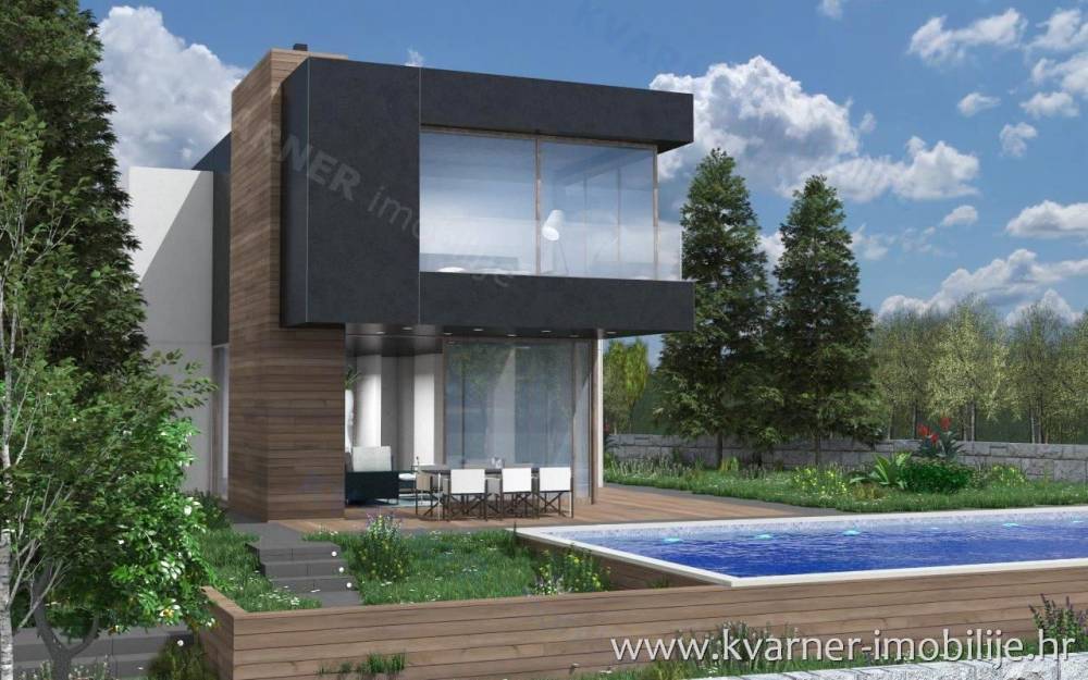 EKSKLUZIVNO!! Okolica mesta Krk, področje Šotovento / Nova ekskluzivna vila z modernim projektom, bazenom in panoramskim pogledom na morje!!