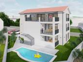 New building Malinska !! Apartment with garden, pool and sea view!